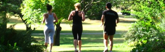 Exercising with a friend in the park, or keeping fit with a running partner
