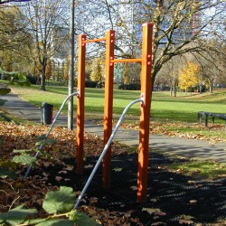 Trail and fitness equipment at Westbourne Green, pull-up bars