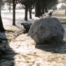London in Snow - giant snowball on Broadwalk, Regent's Park