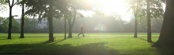 Fitness Lifestyle of an early morning runner in Regent's Park